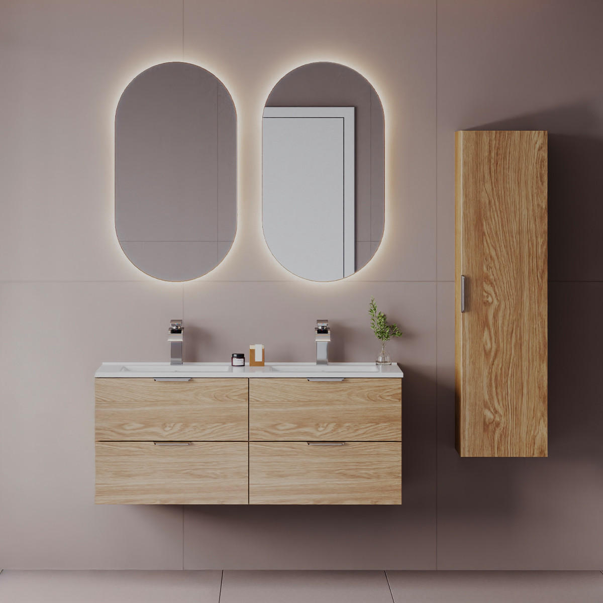 BADMÖBEL 120cm Astrid 2er-Set Holz - Braun, Holzwerkstoff (120/50/45.8cm) - Petits-meubles