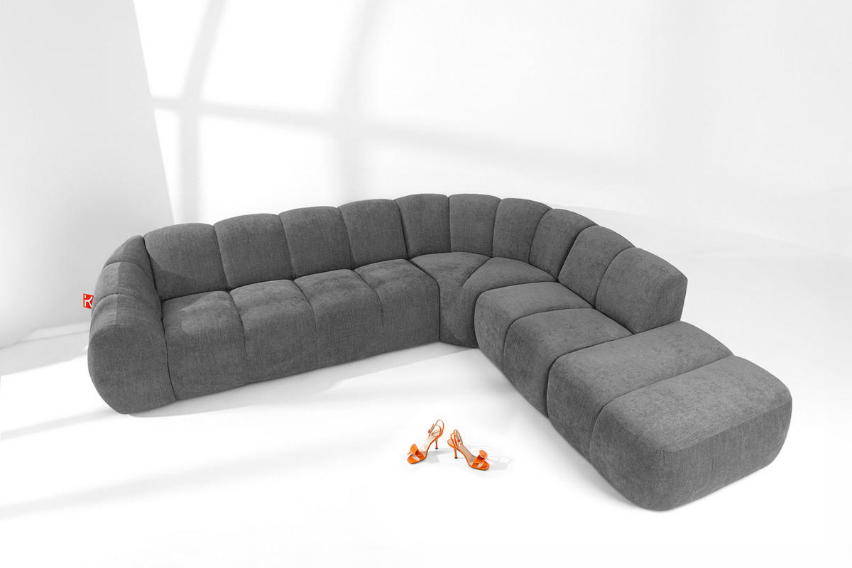 ECKSOFA RECHTS FLAVA, Aschgrau - Grau, Holz/Holzwerkstoff (310/274cm) - KONSIMO®
