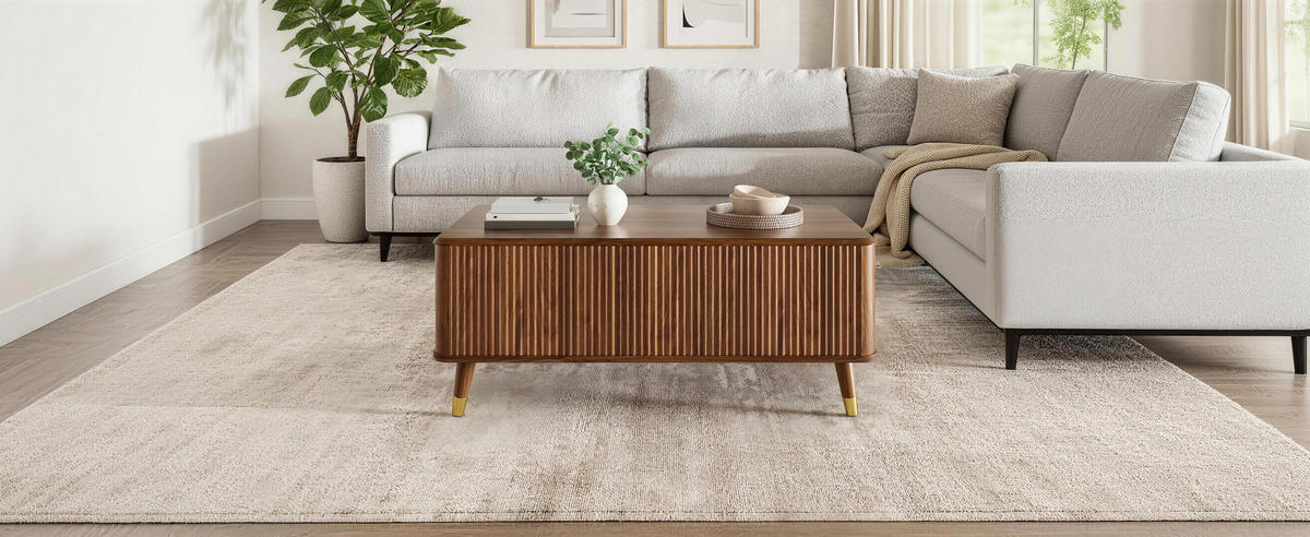 COUCHTISCH Wellenstruktur walnuss - Walnussfarben, Holzwerkstoff (52/97/56.5cm)