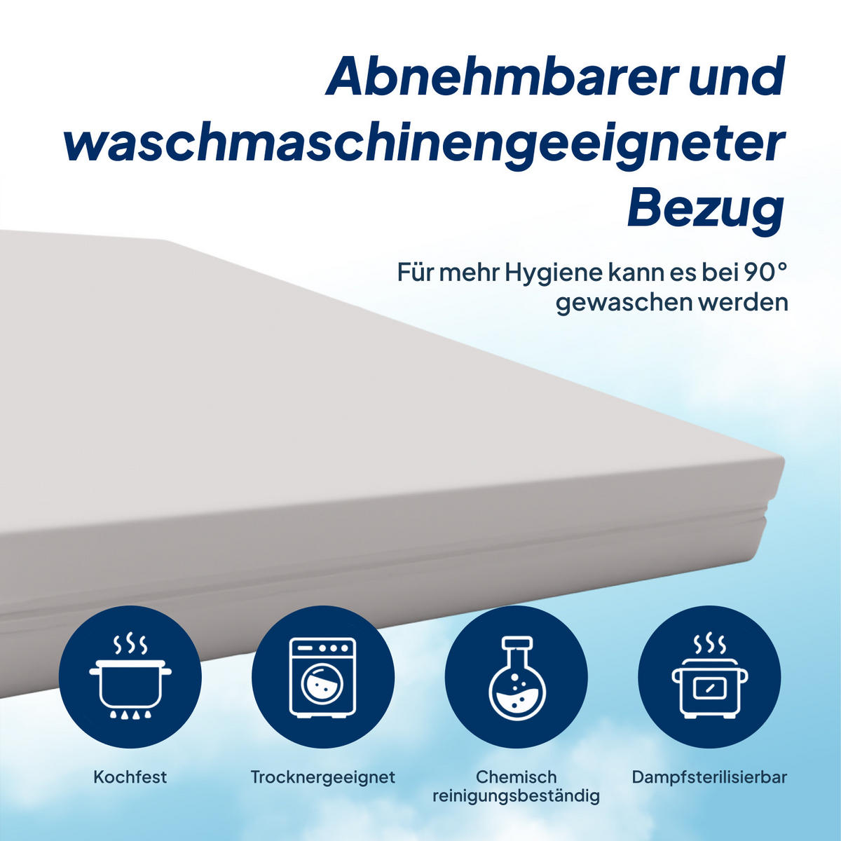 MATRACE Care 120/200 cm - výška 12 cm a nepromokavý potah - bílá, textil (120/200cm) - AM Qualitätsmatratzen