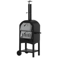 PIZZAOFEN DE-13746 auf Rollen mit Temperaturanzeige Schwarzgrau - Schwarz, Metall (54/161/63cm) - ComfortXL
