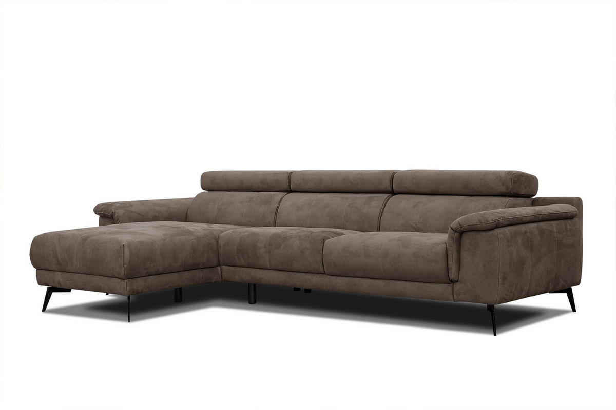 ECKSOFA FIERO 4-Sitzer, dunkelbraun - Dunkelbraun/Schwarz, Holzwerkstoff/Textil (158/269cm) - Courtois Laville