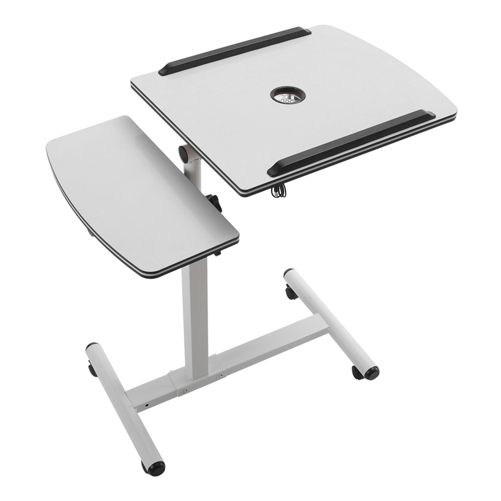 LAPTOPTISCH mit Rad in Weiß Höhen- und Winkelverstellbarer mobiler - Weiß, Metall (40/44/89cm) - Livingandhome