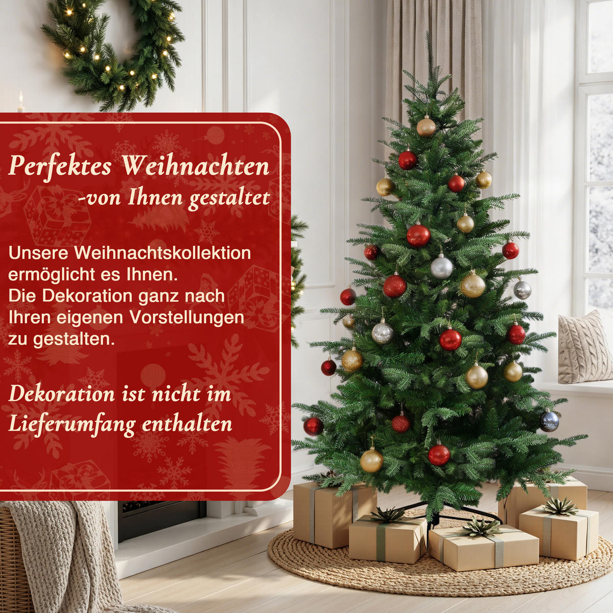 KÜNSTLICHER Weihnachtsbaum 180 cm, Naturgrün mit Metallständer - Grün, Kunststoff (180cm) - Hometopia