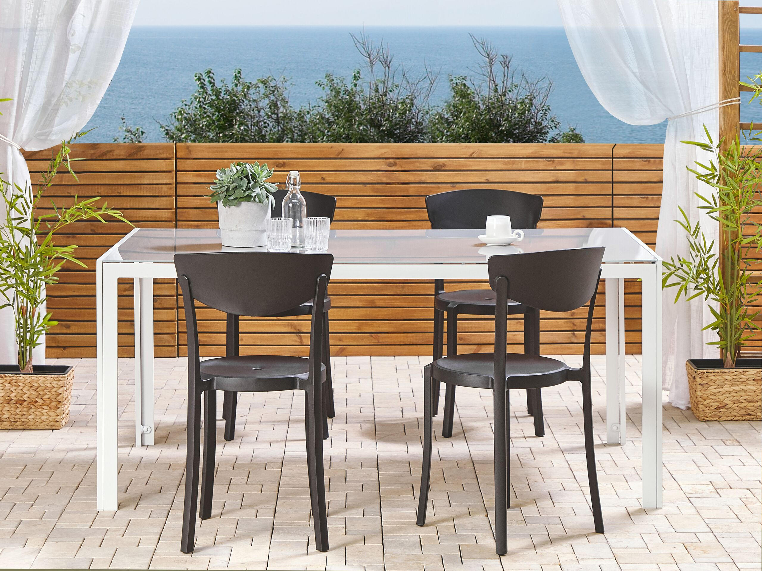GARTENSTÜHLE 4er-Set Kunststoff schwarz Vieste - Schwarz, Kunststoff (42/80/40cm) - Beliani