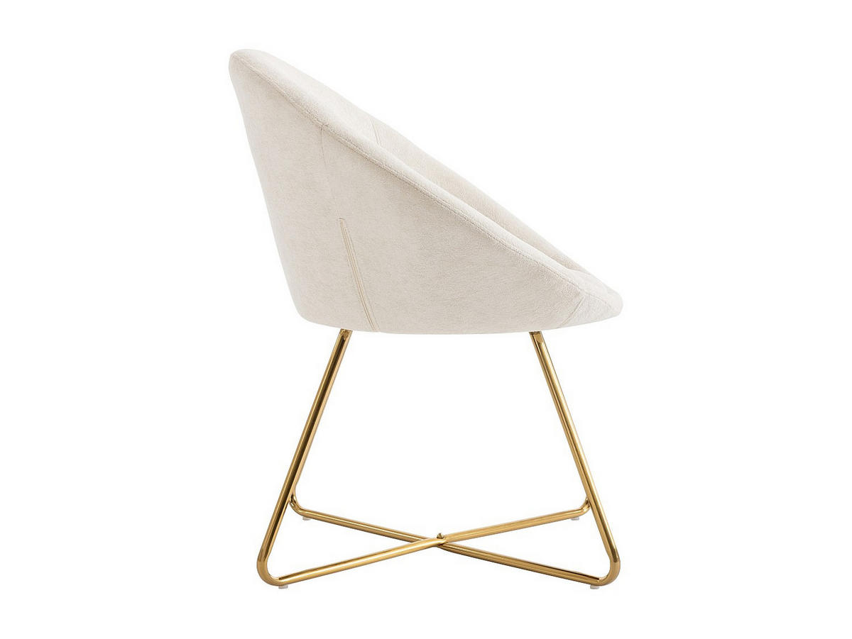 STUHL 2er-Set - Bouclé-Stoff & goldfarbenes Metall - Weiß - BURBAN - Weiß, Textil (70/83/57.5cm) - Vente-Unique