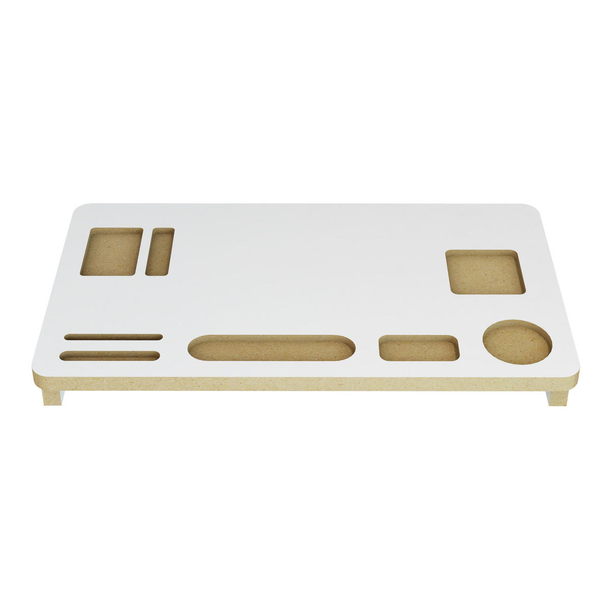 MONITORSTÄNDER Tjele - Weiß/Braun, Holzwerkstoff (30/54/7cm) - [en.casa]