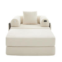 SCHLAFSOFA aus Cord 112x190x67 cm Beige mit Hocker, Seitentasche und Kissen, montagefrei - Beige, Textil (112/67/190cm) - Modfu