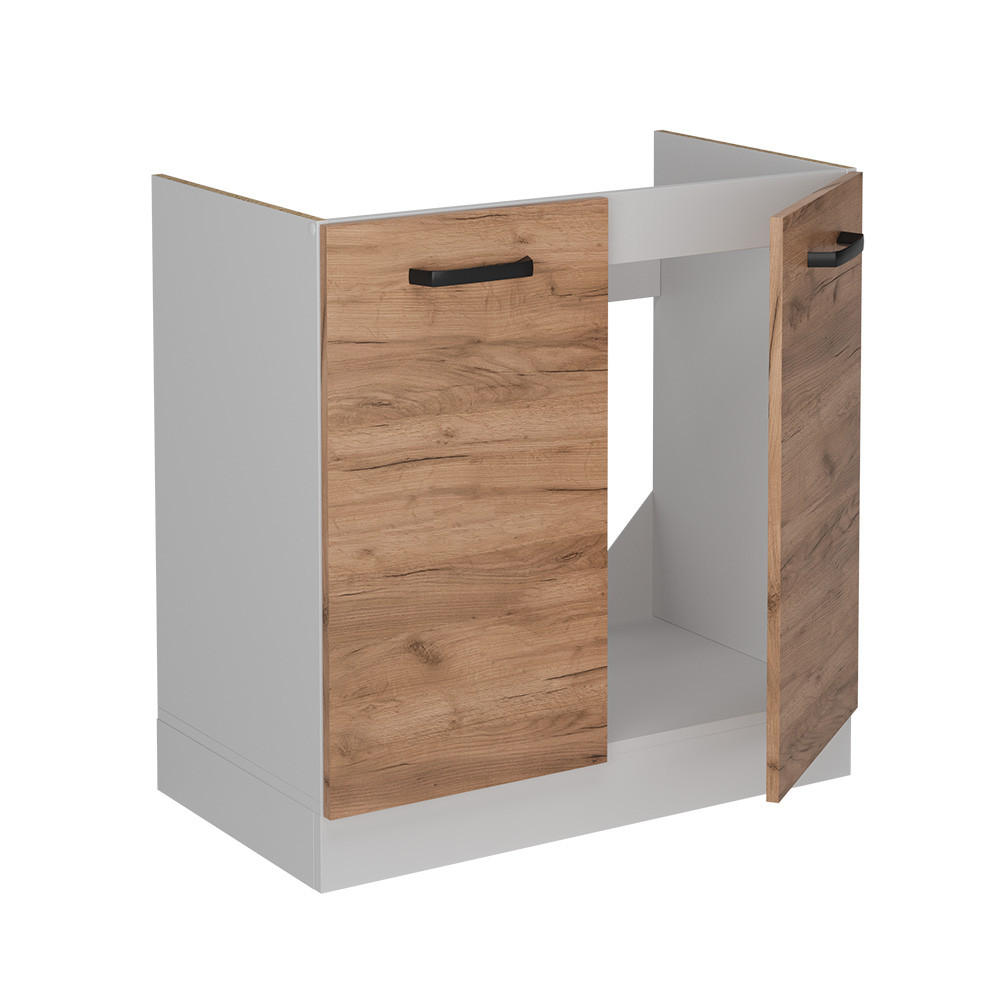 SPÜLENUNTERSCHRANK R-Line Goldkraft Eiche 80 cm ohne Arbeitsplatte - Honigeiche/Eiche Wotan, Holzwerkstoff (80/81.6/46cm) - Vicco