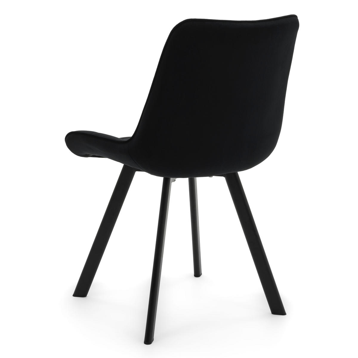 STUHL TORI gepolsterter mit Steppung - schwarz - Samt Velour - Schwarz, Textil/Metall (53/86/60cm) - NEW HOME