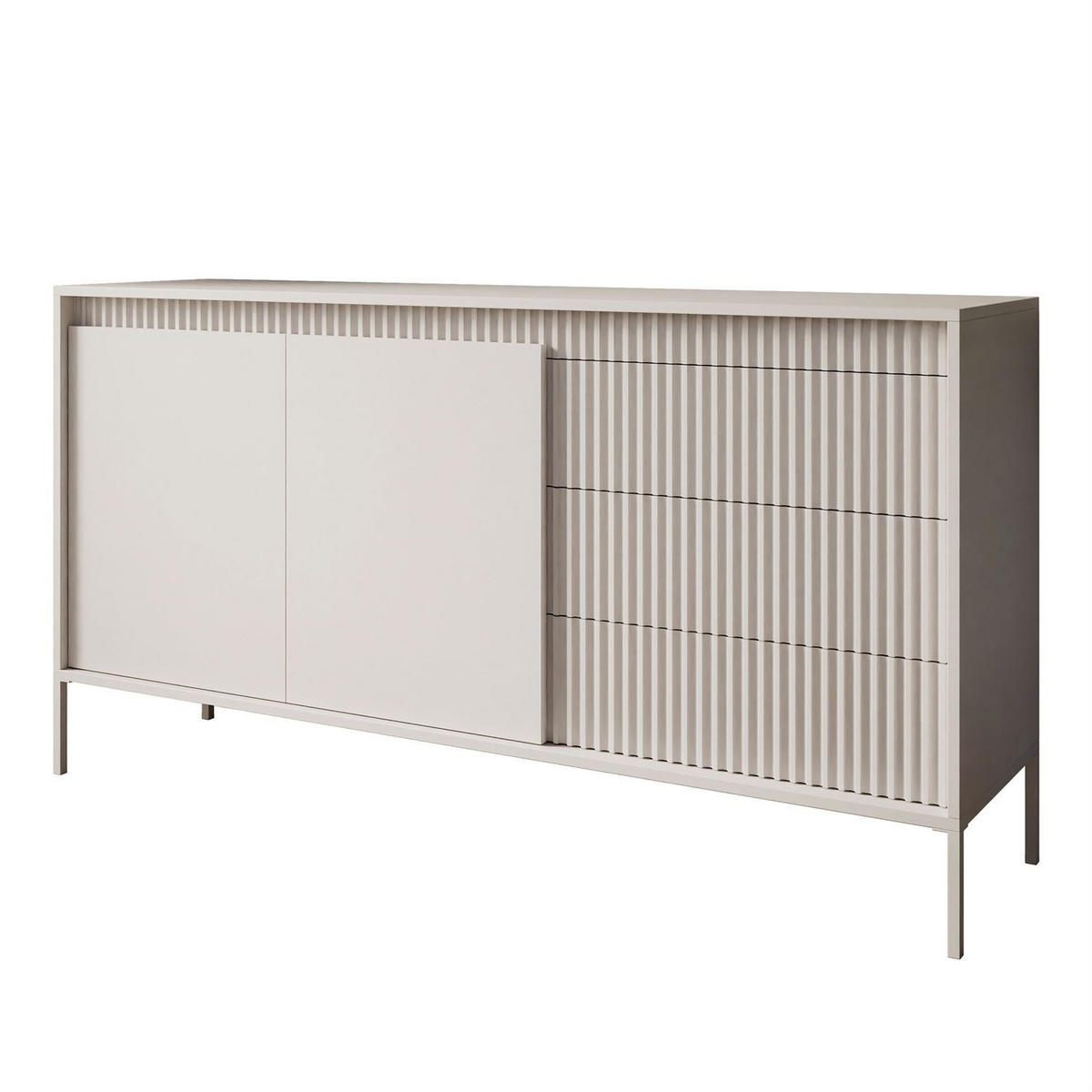 SIDEBOARD YASUMI 153 2D3S mit Schubladen beige - Beige, Holzwerkstoff (153.5/81.4/39.4cm) - Lookway