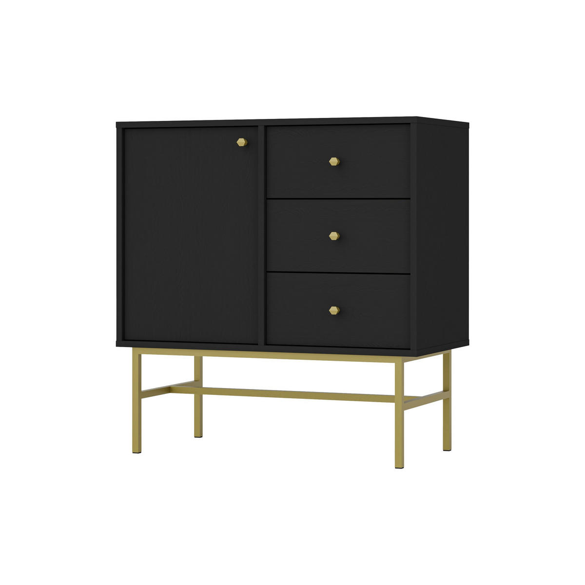 KOMMODE TORINO 84/86/41 cm mit 3 Schubladen 1 Türen Graphitfarben - Graphitfarben, Holzwerkstoff (84/86/41cm) - MASSENO