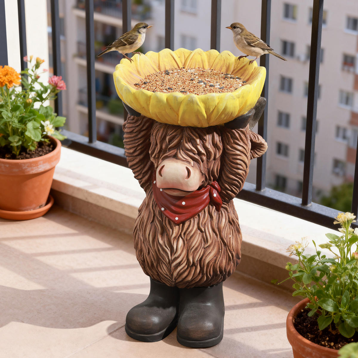 50CM H Hochland-Vogel-Futter- und Trinkautomat für den Außenbereich, aus MGO-Material, geeignet für Garten, Veranda und Hof - Multicolor, Kunststoff (28/50/28cm) - Hometopia