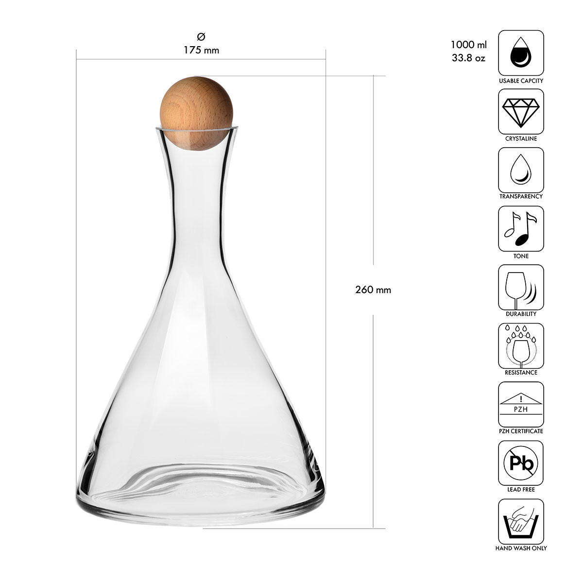 WEINDEKANTER WINE CONNOISSEUR, 1000 ML, HANDGEFERTIGT - Transparent, Glas (1L) - Krosno Glass