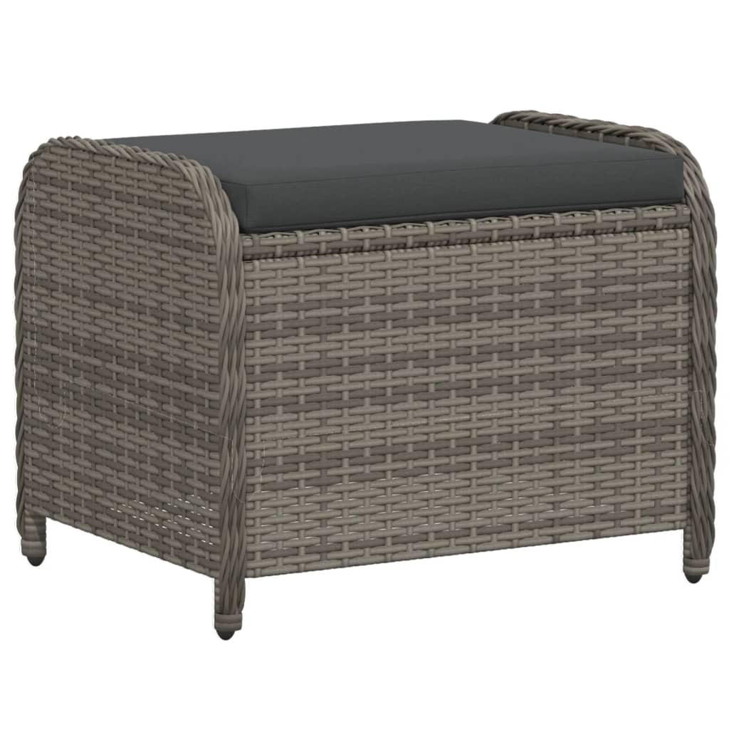 GARTENHOCKER Mit Kissen Grau 58/46/46 Cm Poly Rattan - Grau, Kunststoff (58/46/46cm) - vidaXL