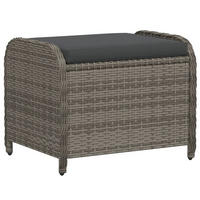 GARTENHOCKER Mit Kissen Grau 58/46/46 Cm Poly Rattan - Grau, Kunststoff (58/46/46cm) - vidaXL