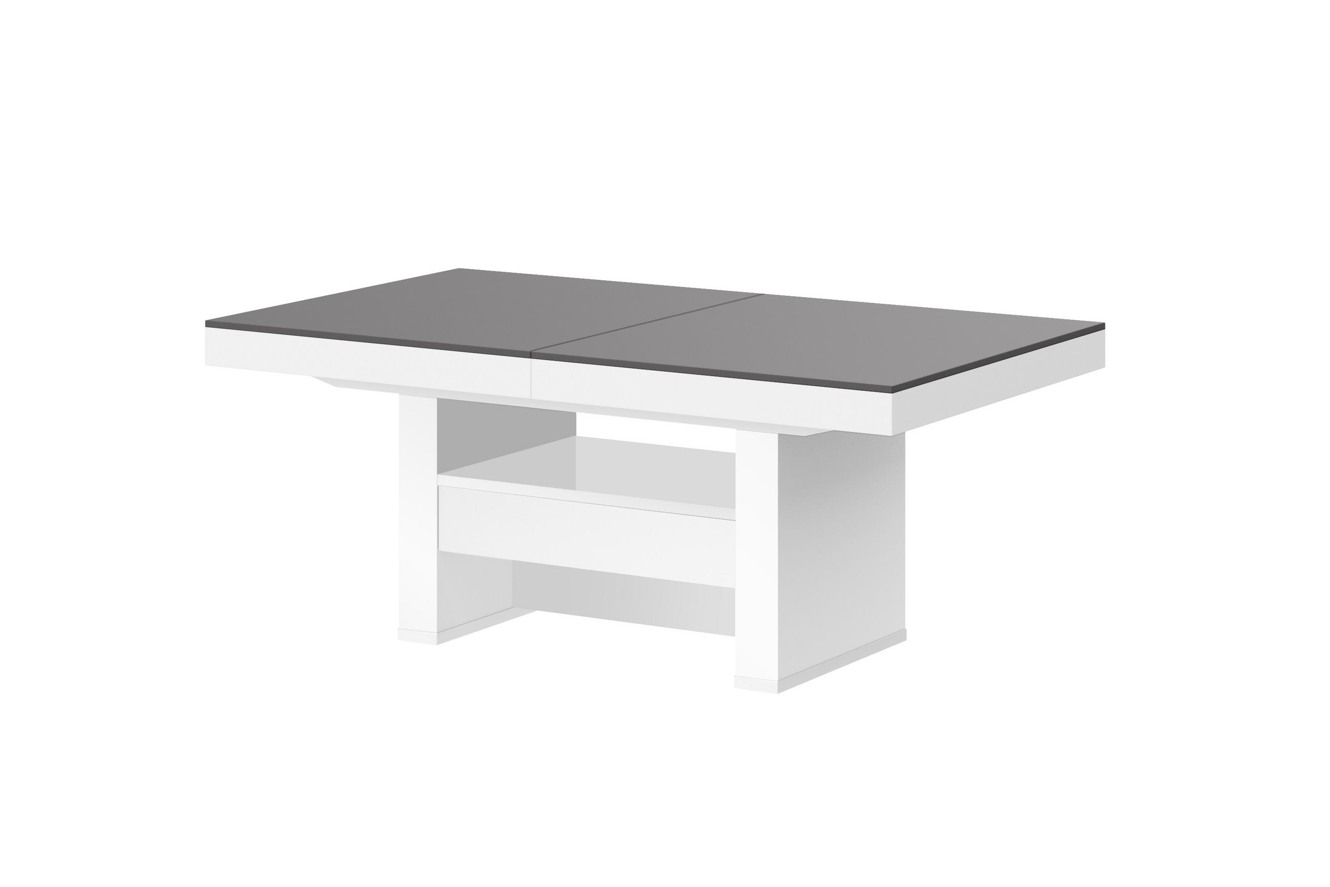 COUCHTISCH rechteckig Anthrazit matt Weiß Hochglanz Höhenverstellbar ausziehbar 12/75/55 cm - Weiß Hochglanz/Anthrazit, Holzwerkstoff (75/120/55cm)