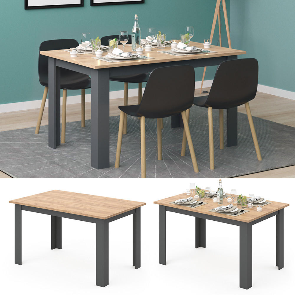 ESSTISCH Karlos Goldkraft Eiche 140 x 90 cm - Eiche Wotan, Holzwerkstoff (90/140/76cm) - Vicco