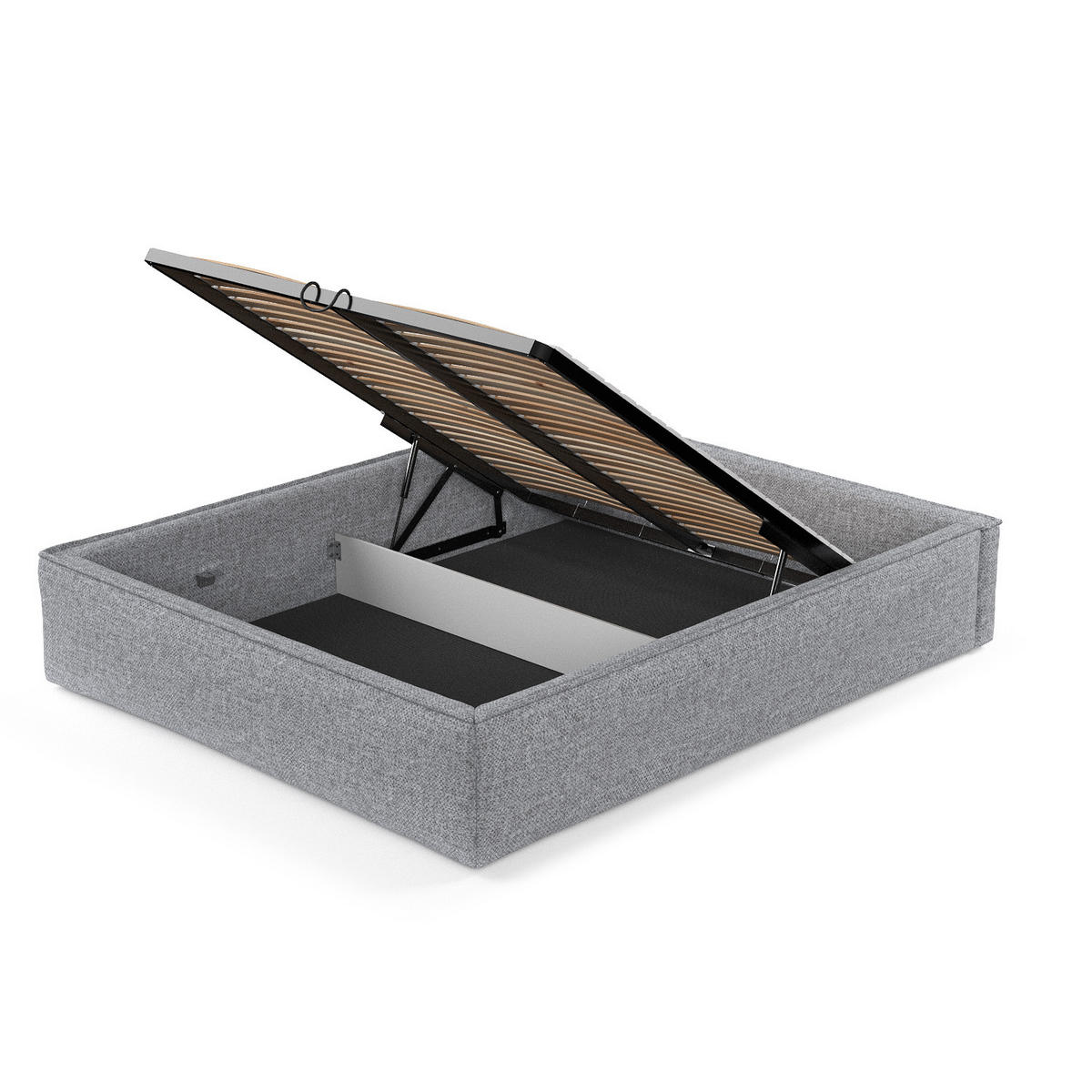 POLSTERBETT Alvar Grau 180/200 cm im Chenille-Stoff - Schwarz/Naturfarben, Holz/Holzwerkstoff (180/200cm) - Maison de Reve