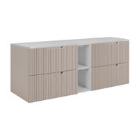 BADEZIMMERSCHRANK : beige/weiß, 140 (2 x 60 + 20) x 58,6 x 46 cm - Beige/Braun, Holzwerkstoff (140/58.6/46cm) - 3XE LIVING