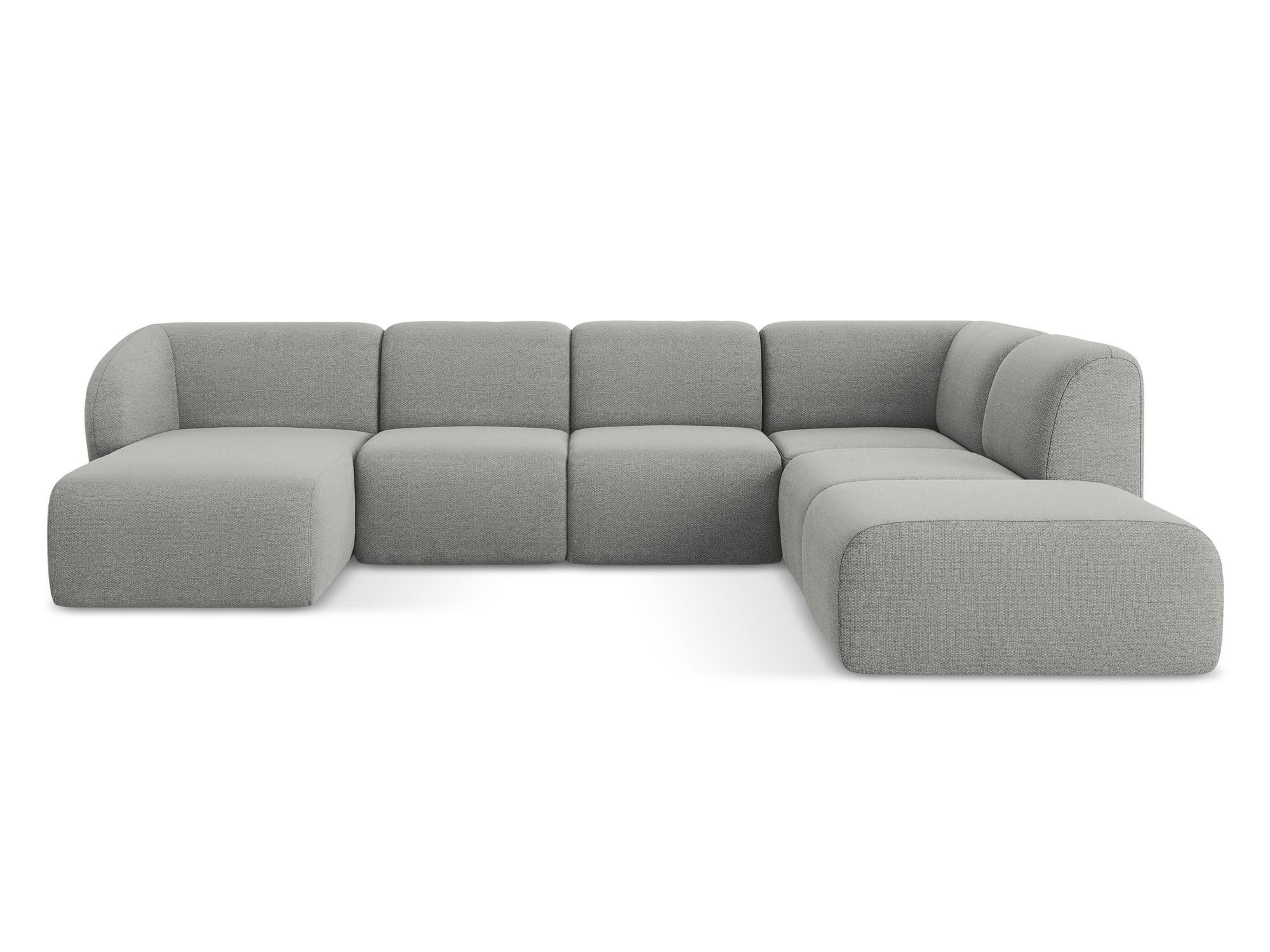 WOHNLANDSCHAFT Bouclé Stoff Grau - Hellgrau/Schwarz, Holzwerkstoff/Kunststoff (325/75/236cm) - Makamii