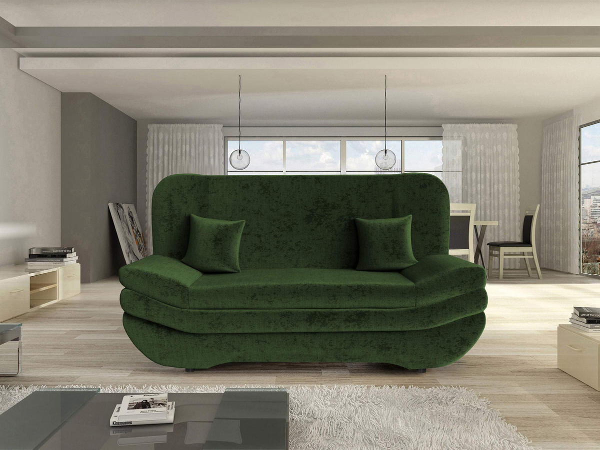 SCHLAFSOFA Weronika - Dunkelgrün/Schwarz, Holz/Kunststoff (200/95/90cm) - MIRJAN24