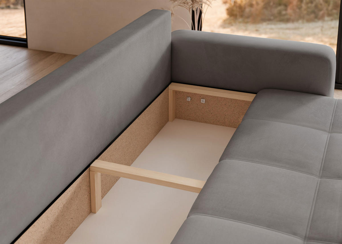 SCHLAFSOFA Velours mit Bettkasten und Schlaffunktion - Dunkelgrau, Holzwerkstoff/Textil (246/79/93cm) - Idohome