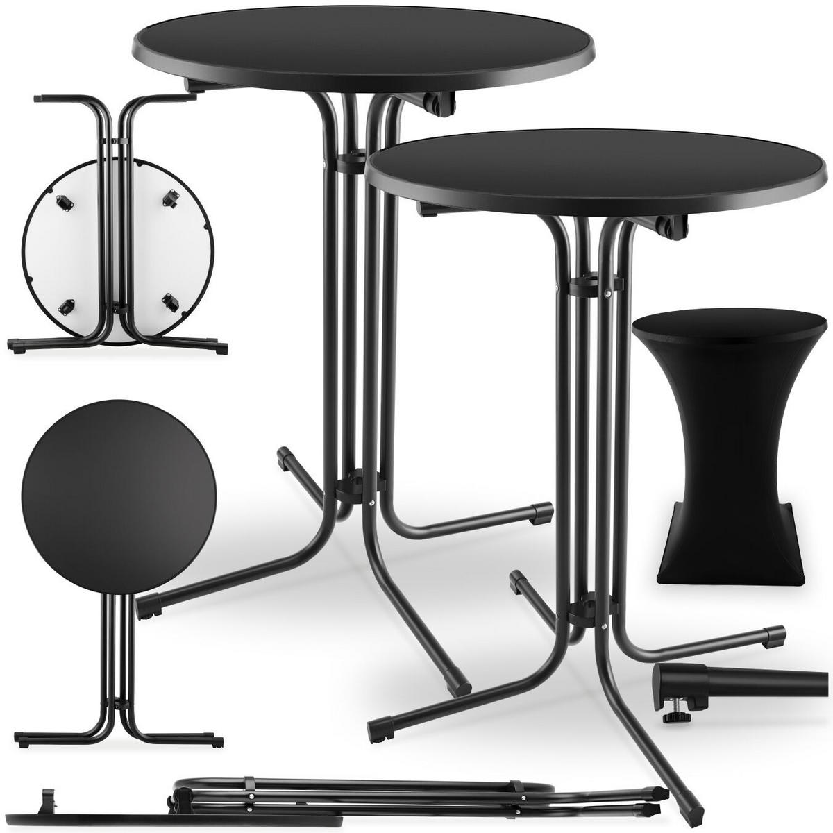 STEHTISCH Eren,bodenschonende Kunststofffüße & Ausgleichsschraube,schwarz - Schwarz, Textil (80/80/110cm) - tectake