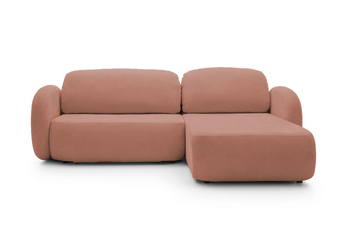 ECKSOFA OLIO L-Form Schlaffunktion mit Bettkasten, lose Rückenkissen, freistehend, RECHTS 248x174 cm Rose - Rosa, Holz/Textil (248/174cm) - DomoHome