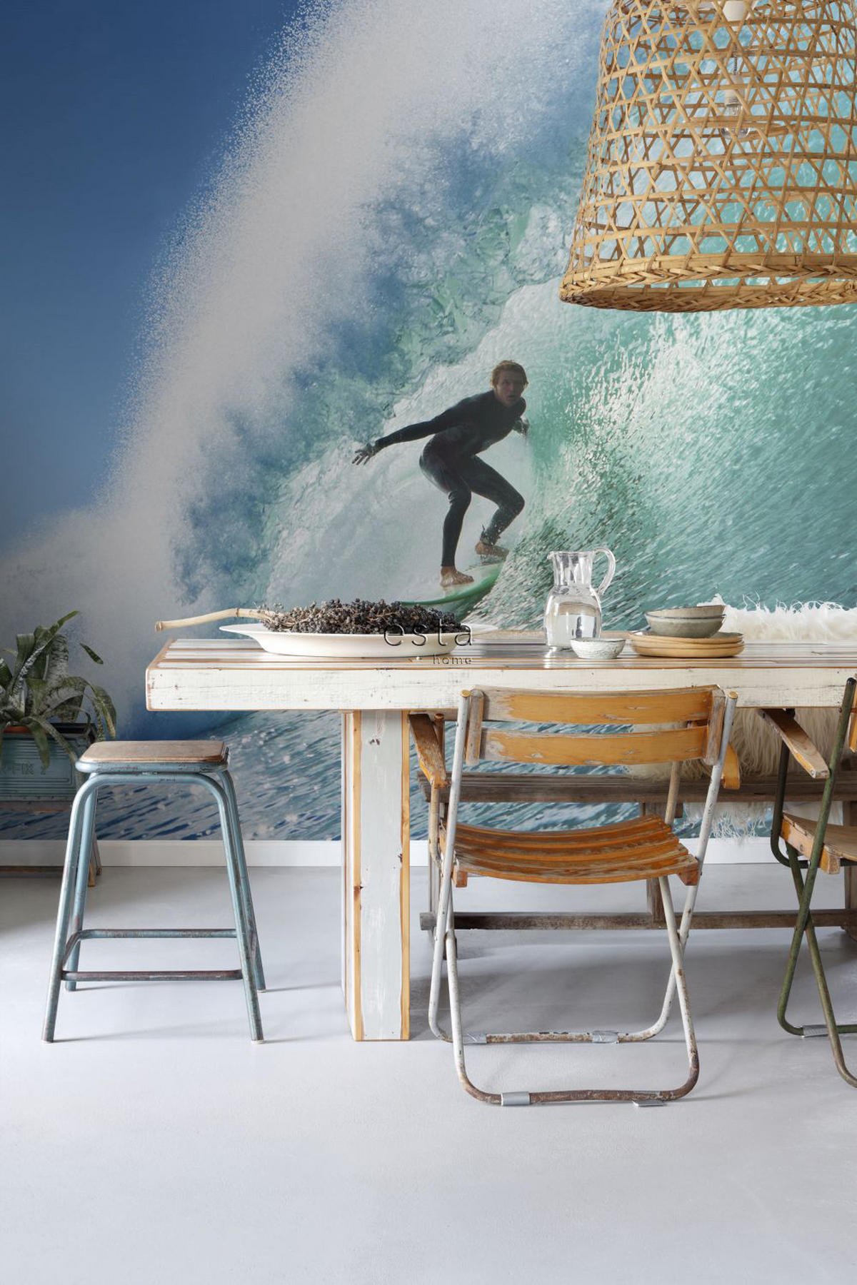 FOTOTAPETE Surfer 325 x 279 cm - Grün, Papier (325/279cm) - ESTAhome