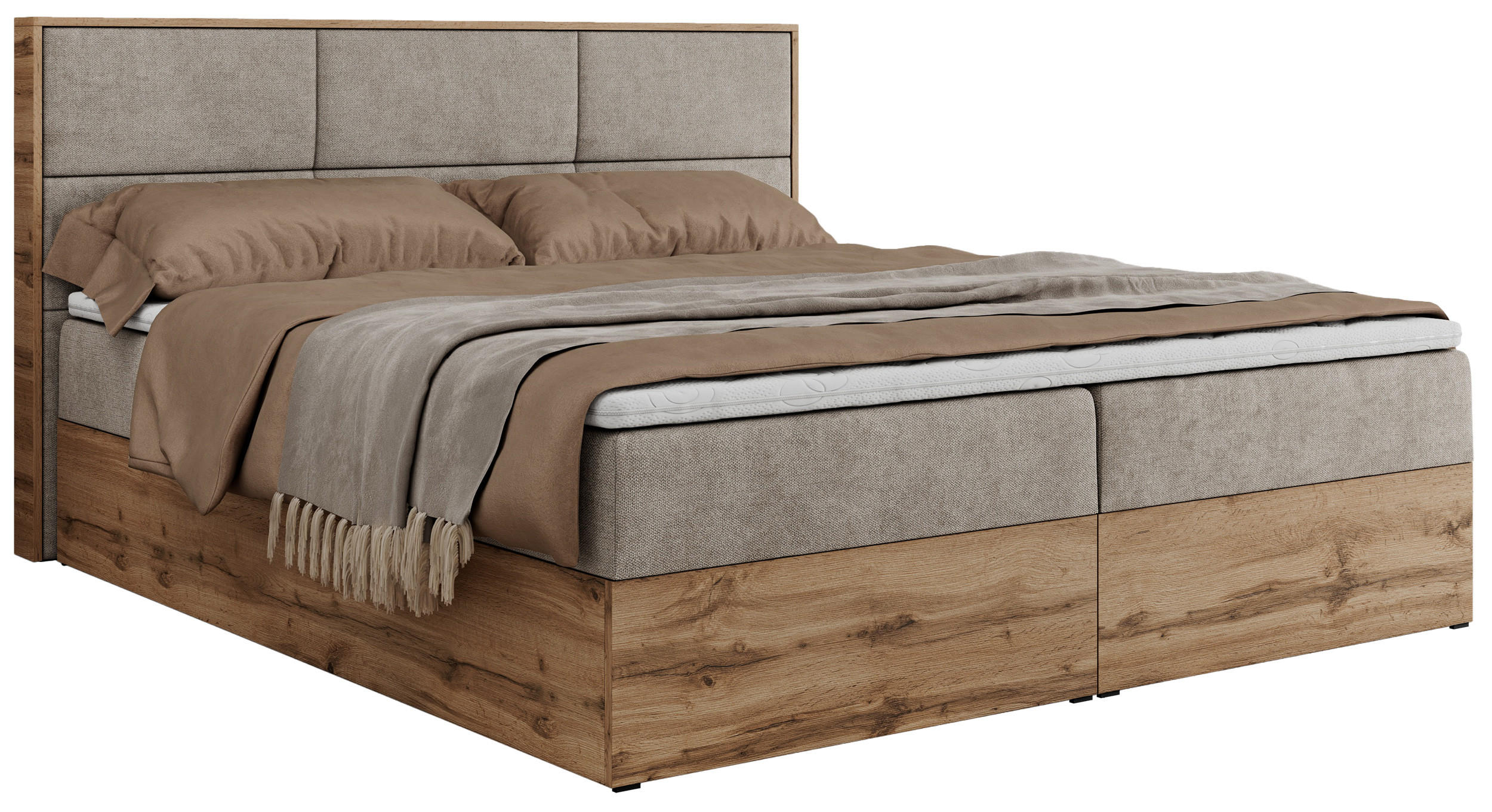 BOXBETT ALBERO 2 - 120/200 Beige Struktur - H3 - Beige, Holz/Textil (120/200cm) - MKS