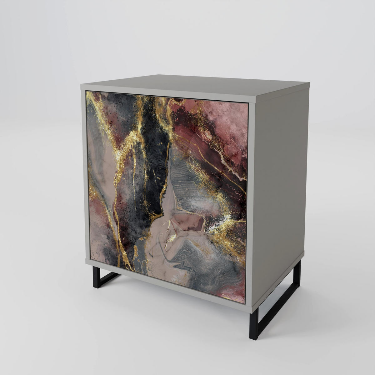 SIDEBOARD GOLDEN TIDES, Grau, 57,5x42x57,5 cm, Ohne Füße - Multicolor/Grau, Holzwerkstoff (57.5/57.5/42cm) - SpaceRebels