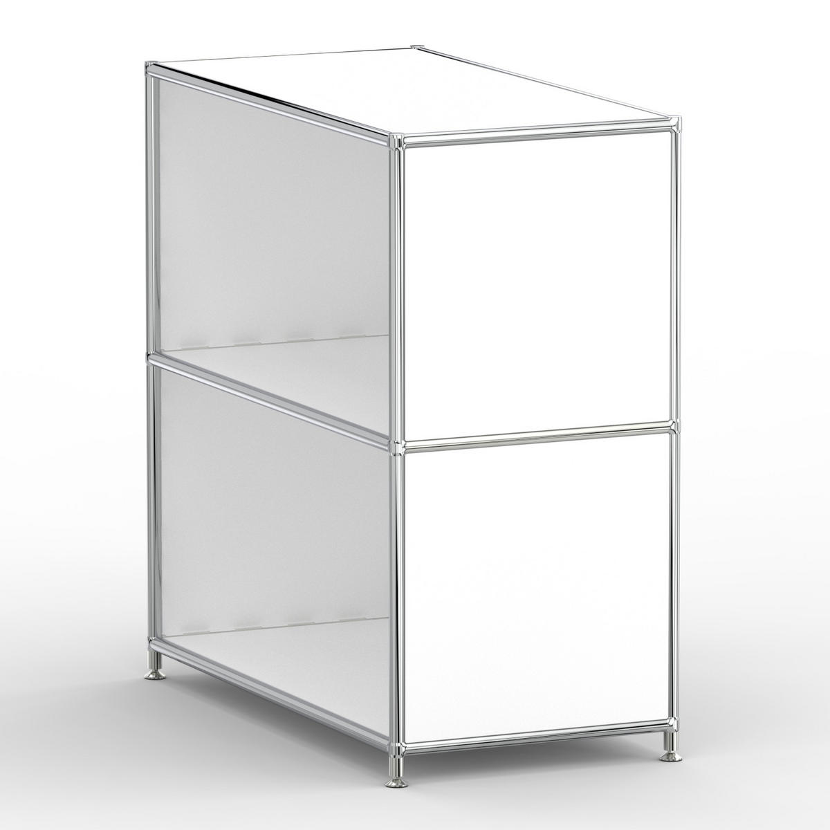 AKTENSCHRANK Büro, 2 offene Fächer, Breite 77 cm, Signalweiß - Chromfarben/Weiß, Metall (40/80.5/77.2cm) - Versee