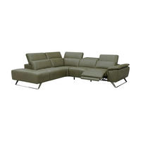 ECKSOFA Predator Echtleder mit 1 x Relaxfunktion Olivgrün - Olivgrün, Leder/Metall (230/270cm)