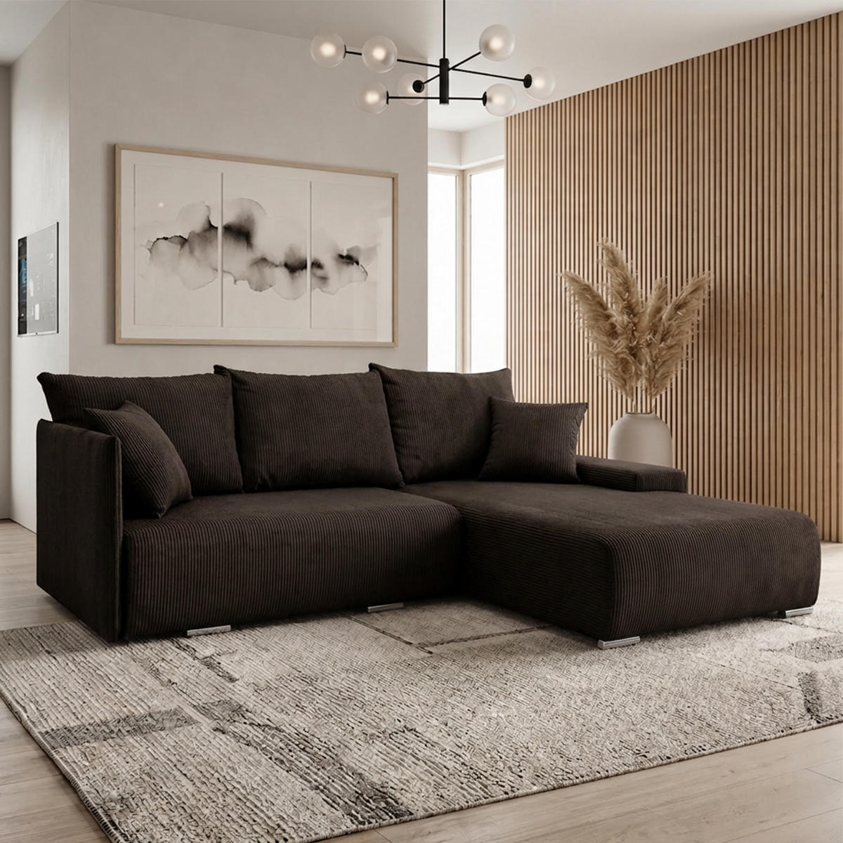 ECKSOFA TRAWANGA L mit Schlaffunktion, Bronze - Braun, Textil (246/188cm) - Fedve