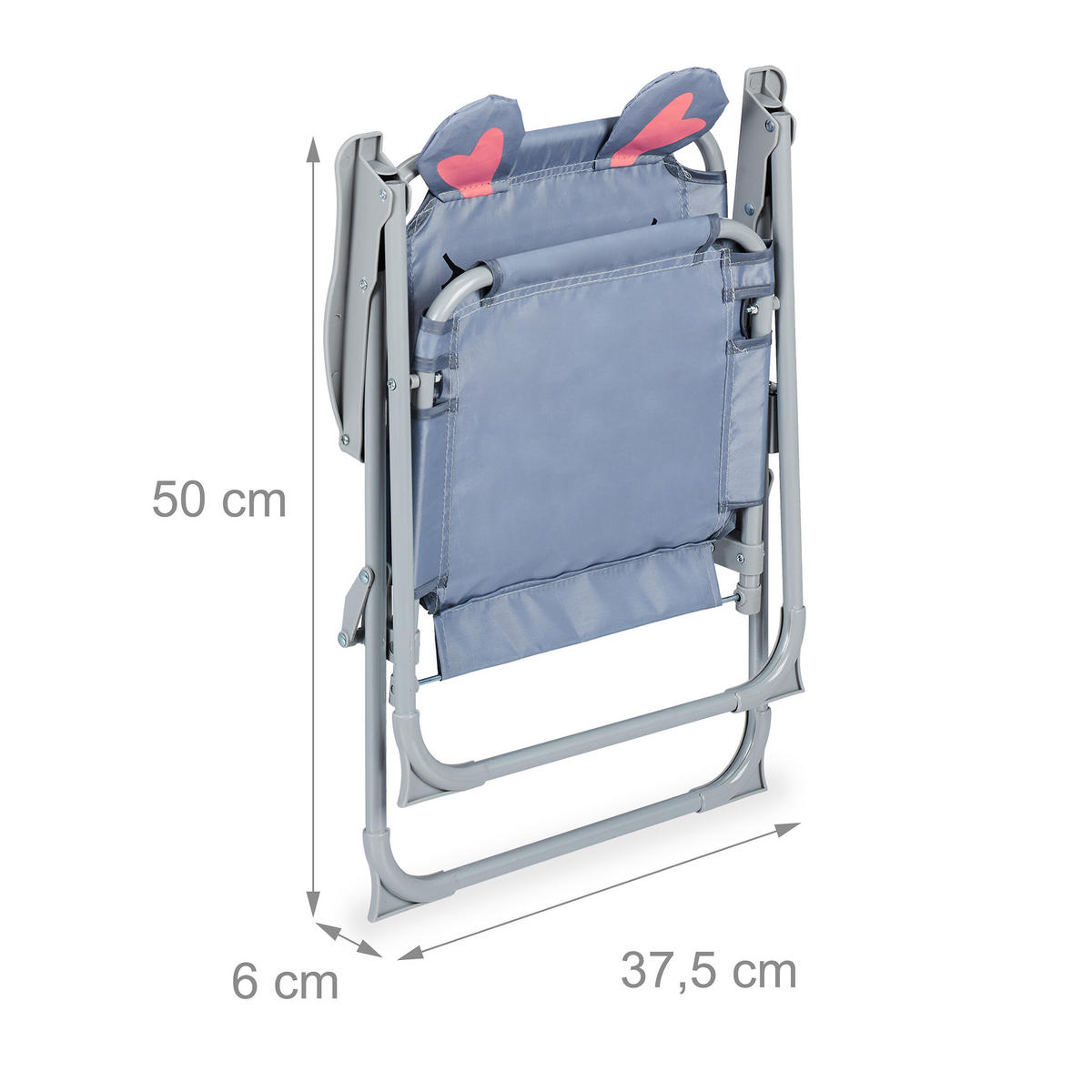 KINDER-KLAPPSTUHL - Grau, Textil/Metall (36/51.5/37.5cm) - Relaxdays