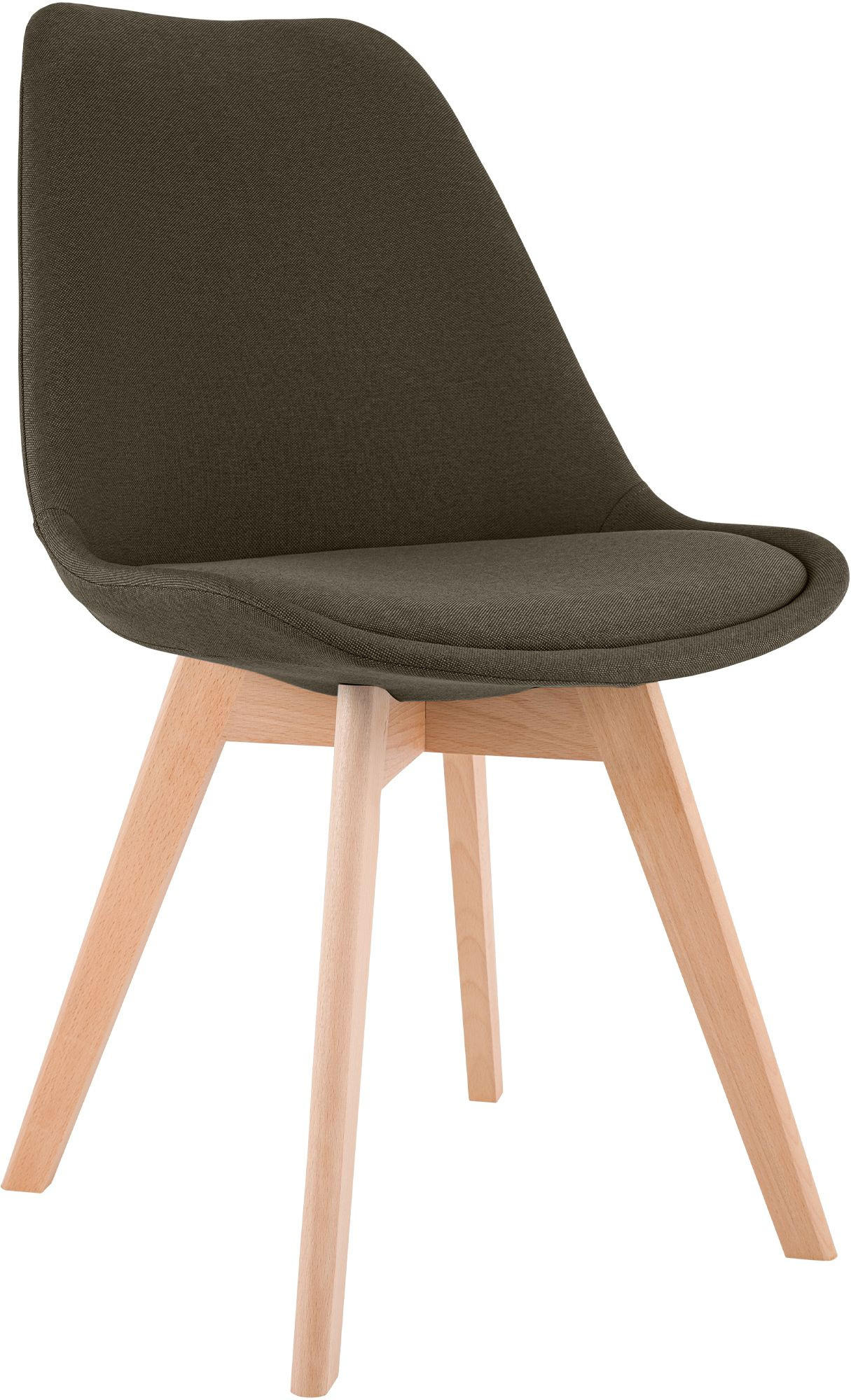 STUHL Stoff Braun - Eukalyptusholzfarben/Braun, Holz/Textil (49/83/50cm) - CLP
