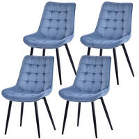 STUHL-SET 4 Stück aus Samt in Modernem Stil-YZ2 - Blau, Textil (53/88/62.5cm) - HOMAVO