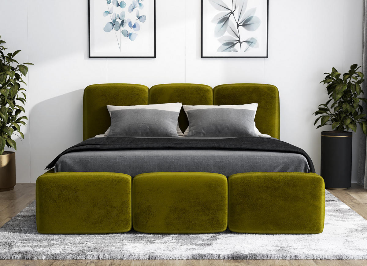 POLSTERBETT STAR 120x200 Olivgrün - Olivgrün, Textil (120/200cm) - A&J MöbelLand