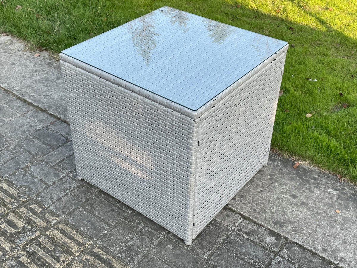 GARTENMÖBEL SET mit Couchtisch Polyrattan Helles Grau 6-Sitzer - Hellgrau, Metall - Fimous