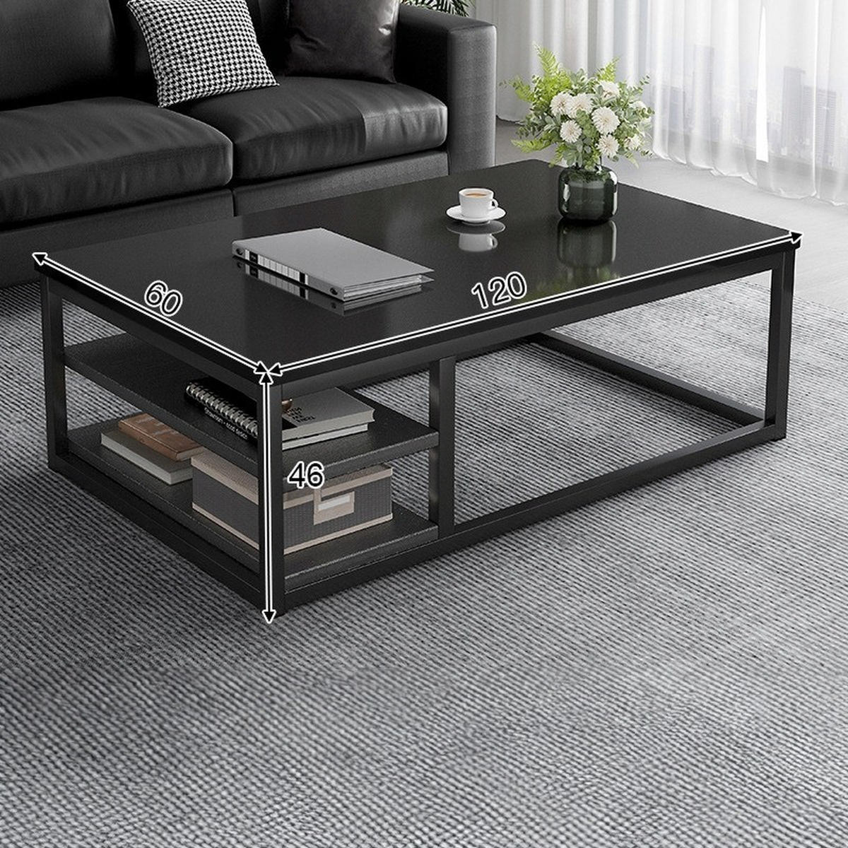 COUCHTISCH, schwarz 120/60/40cm - Schwarz, Holzwerkstoff (60/120/46cm)