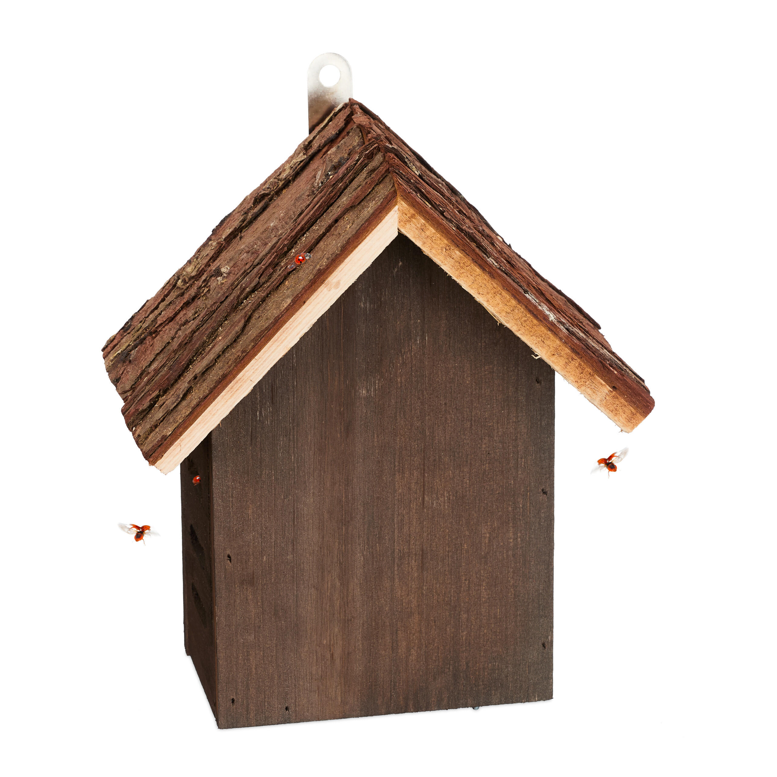 MARIENKÄFERHAUS - Braun, Holz (19/23/12.5cm) - Relaxdays