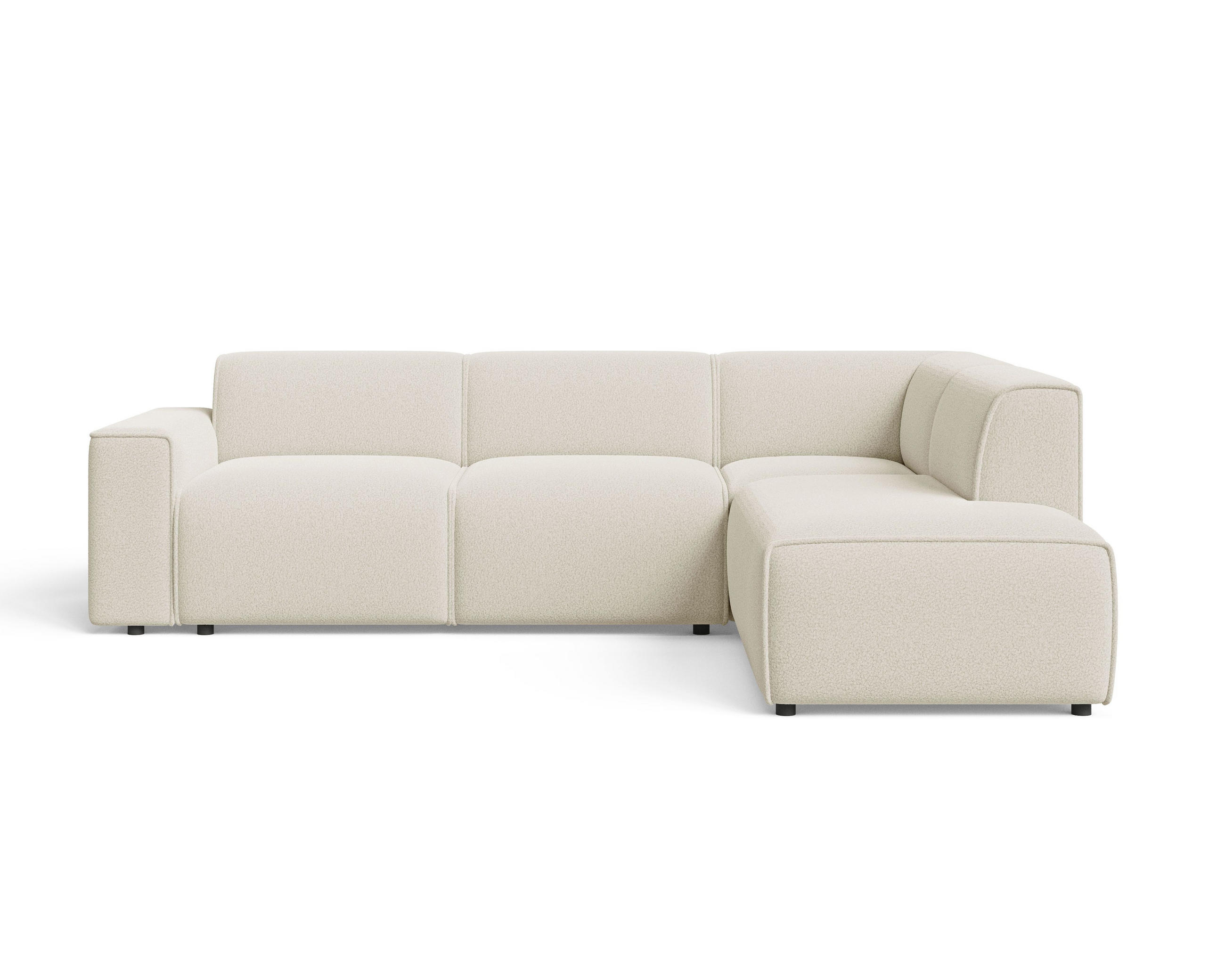 ECKSOFA Eluno Creme Rechts - Creme/Schwarz, Holz/Kunststoff (292/220cm) - Graingold