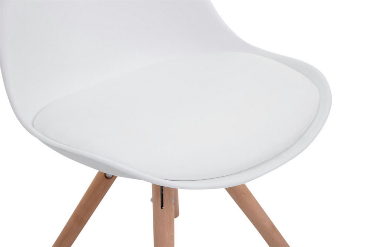 STUHL 4er Set Lederlook weiß - Eukalyptusholzfarben/Weiß, Holz/Textil (48/83/56cm) - CLP