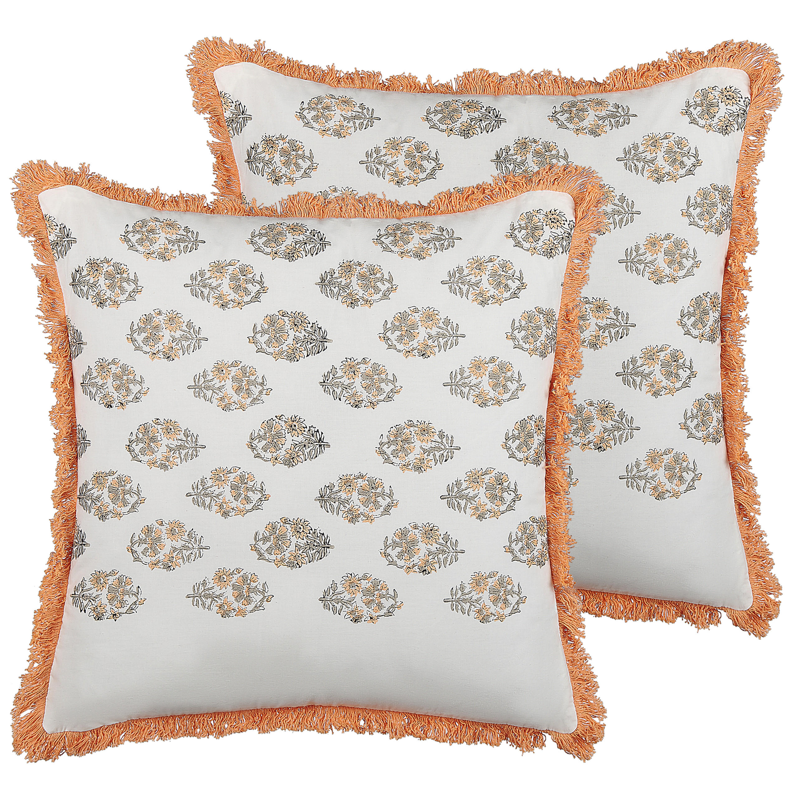 DEKOKISSEN 2er-Set Weiß 45/45 cm Sativus - Weiß, Naturmaterialien/Textil (45/45cm) - Beliani