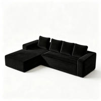 ECKSCHLAFSOFA aus Cord 261x168x58 cm mit Chaiselongue und ohne Montage, schwarz - Schwarz, Textil (261/168cm) - Luhomfu