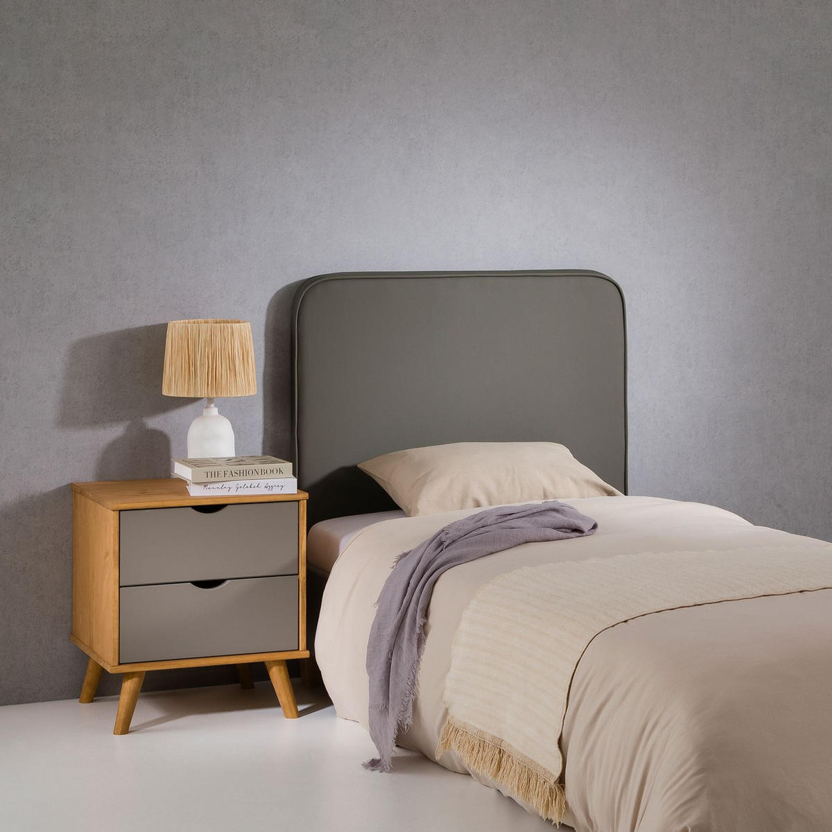 KOPFTEIL ARIELA 90x190 cm grau - Grau, Textil (90/68/6cm) - IDIMEX