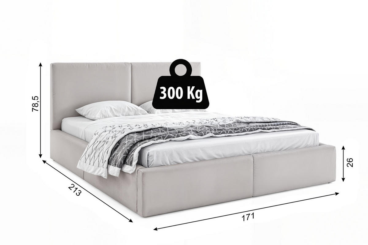 POLSTERBETT Hilton mit Stauraum - Hellgrau, Textil (160/200cm) - Interbeds