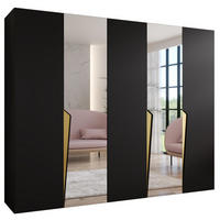 DREHTÜRENSCHRANK 202/250/52 5-türig - Goldfarben/Schwarz, Holz/Metall (250/202/52cm) - Abiks Möbel