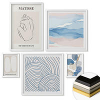 WANDBILDER 5er-Set - 50x50 cm & 20x30 cm & 40x60 cm Weißer Rahmen - Matisses abstrakte Formen - Weiß, Kunststoff (40/60cm) - ArtPrintCave